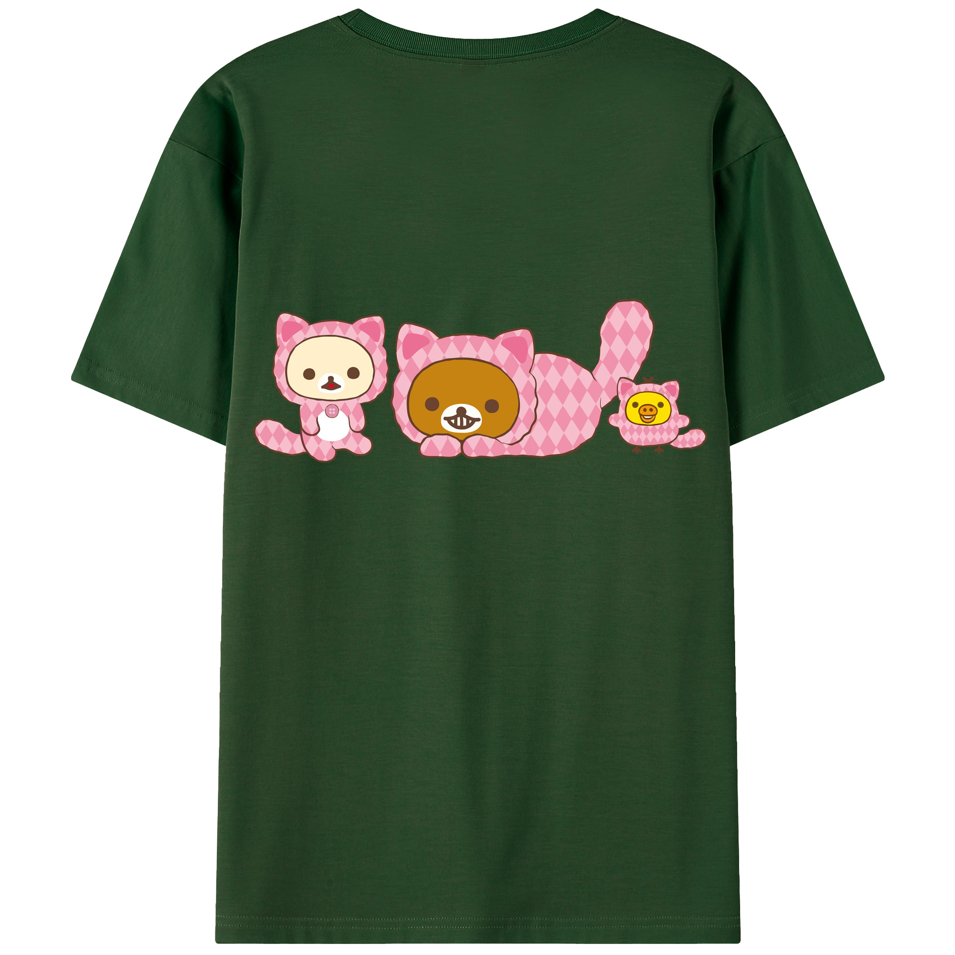 （画像用） リラックマ リラックマ キイロイトリ Rilakkuma Korilakkuma Kiiroitori 綿100％半袖Tシャツ（背面プリント）